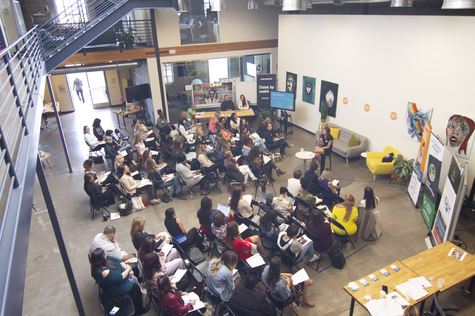 A full room seen from above at Simone's 2018 women's summit